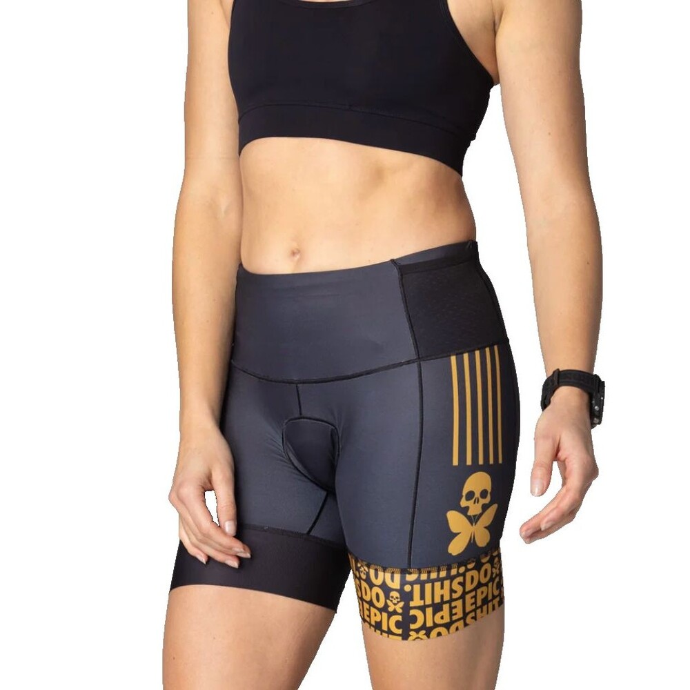 Betty Designs Do Epic Sh*t Triathlon Shorts w/ Pockets Women 2XL Padded Cycling